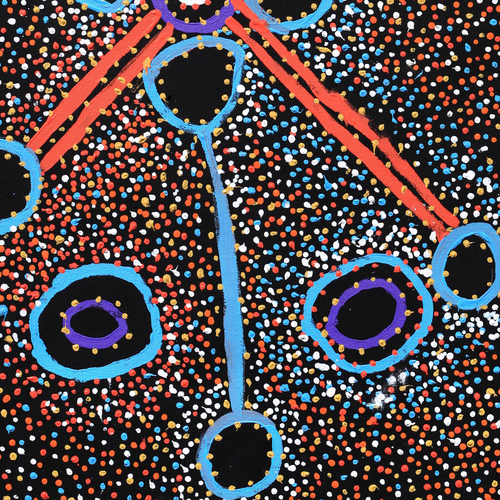 Aboriginal Artwork by Watson Jangala Robertson, Ngapa Jukurrpa (Water Dreaming) - Puyurru, 91x46cm