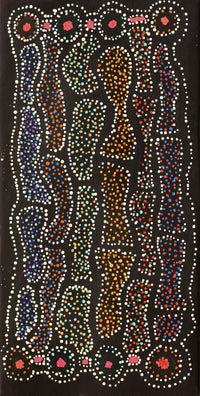 Aboriginal Artwork by Watson Jangala Robertson, Ngapa Jukurrpa (Water Dreaming) - Puyurru, 91x46cm
