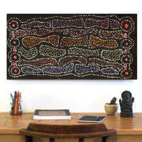Aboriginal Artwork by Watson Jangala Robertson, Ngapa Jukurrpa (Water Dreaming) - Puyurru, 91x46cm