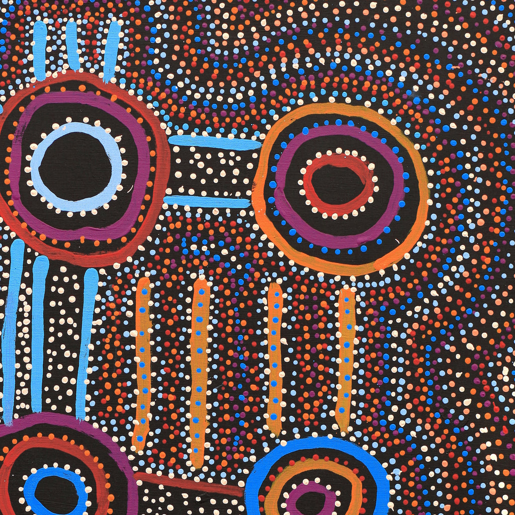 Aboriginal Artwork by Watson Jangala Robertson, Ngapa Jukurrpa (Water Dreaming) - Puyurru, 91x76cm