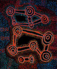 Aboriginal Artwork by Watson Jangala Robertson, Ngapa Jukurrpa (Water Dreaming) - Puyurru, 91x76cm