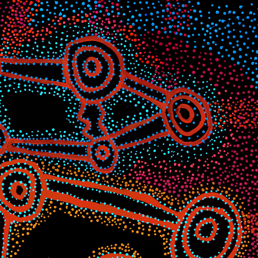 Aboriginal Artwork by Watson Jangala Robertson, Ngapa Jukurrpa (Water Dreaming) - Puyurru, 91x76cm