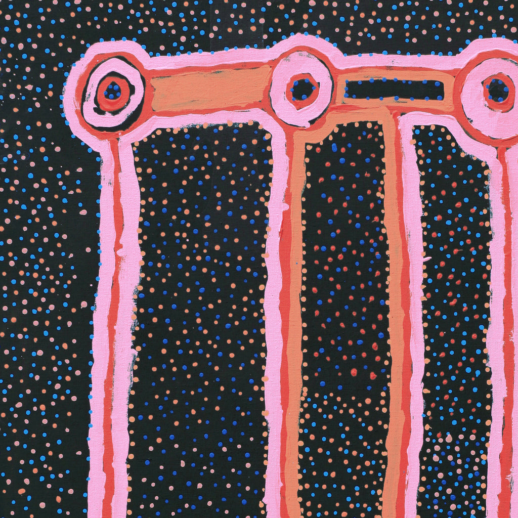 Aboriginal Artwork by Watson Jangala Robertson, Ngapa Jukurrpa (Water Dreaming) - Puyurru, 91x91cm