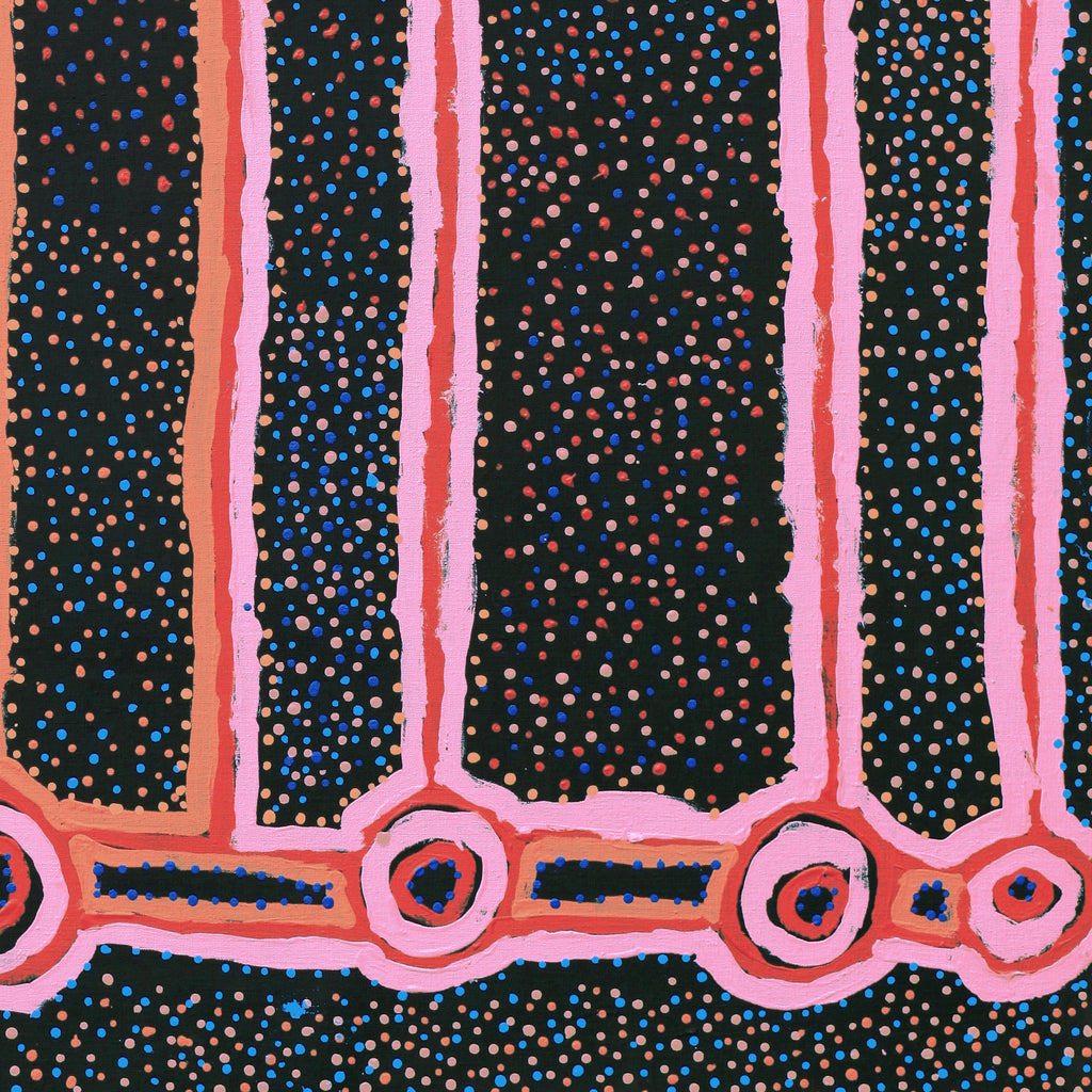 Aboriginal Artwork by Watson Jangala Robertson, Ngapa Jukurrpa (Water Dreaming) - Puyurru, 91x91cm