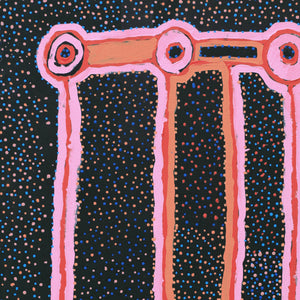 Aboriginal Artwork by Watson Jangala Robertson, Ngapa Jukurrpa (Water Dreaming) - Puyurru, 91x91cm - ART ARK®