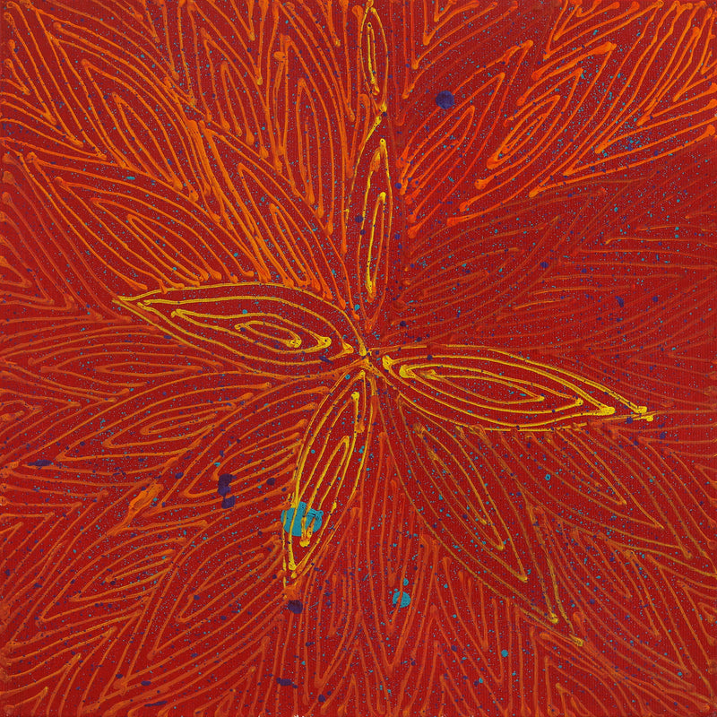 Aboriginal Artwork by Reanne Nampijinpa Brown, Ngapa Jukurrpa (Water Dreaming) - Mikanji, 30x30cm