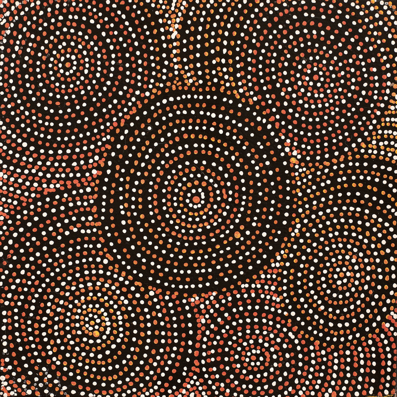 Aboriginal Artwork by Wendy Nungarrayi Brown, Yanjirlpirri or Napaljarri-Warnu Jukurrpa (Star or Seven Sisters Dreaming), 30x30cm