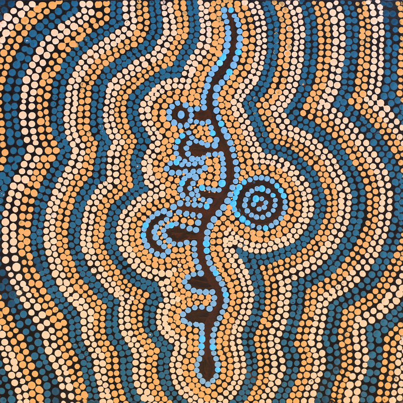 Aboriginal Artwork by Wilma Napangardi Poulson, Pikilyi Jukurrpa (Vaughn Springs Dreaming), 30x30cm