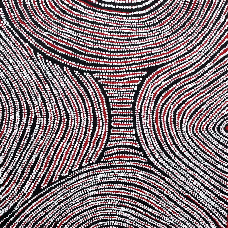 Aboriginal Artwork by Wilma Napangardi Poulson, Ngalyipi Jukurrpa (Snake Vine Dreaming)- Purturlu, 46x46cm