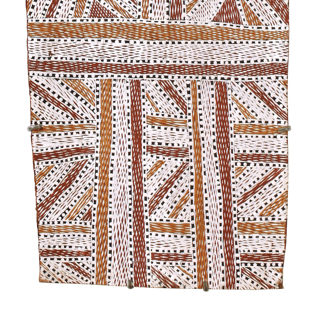 Aboriginal Artwork by Wukun Wanambi, Trial Bay, 112x38cm Bark