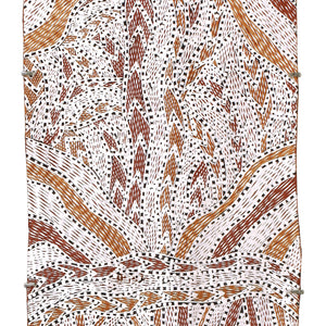 Aboriginal Art by Wukun Wanambi, Trial Bay, 112x38cm Bark - ART ARK®