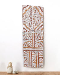 Aboriginal Artwork by Wukun Wanambi, Trial Bay, 112x38cm Bark