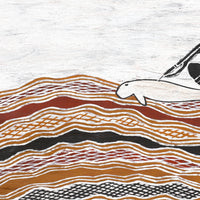 Aboriginal Artwork by Wulu Marawili Mikariny Muluminya, Yathikpa, 78x42cm Bark