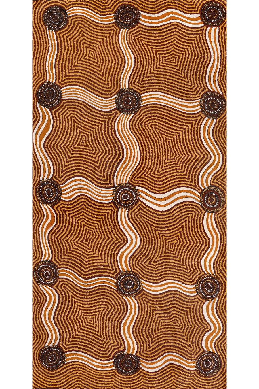 Aboriginal Artwork by Yangi Yangi Fox, Kungkarangkalpa (Seven Sisters Story), 122x61cm