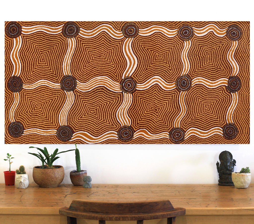 Aboriginal Artwork by Yangi Yangi Fox, Kungkarangkalpa (Seven Sisters Story), 122x61cm