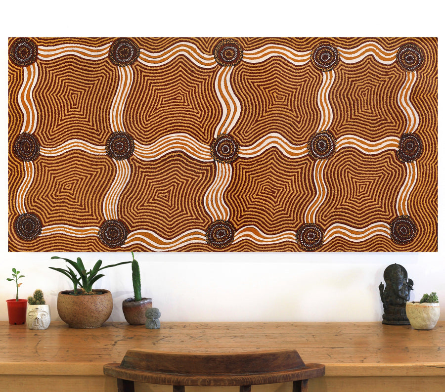 Aboriginal Artwork by Yangi Yangi Fox, Kungkarangkalpa (Seven Sisters Story), 122x61cm