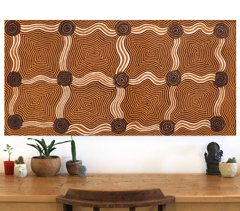 Aboriginal Artwork by Yangi Yangi Fox, Kungkarangkalpa (Seven Sisters Story), 122x61cm