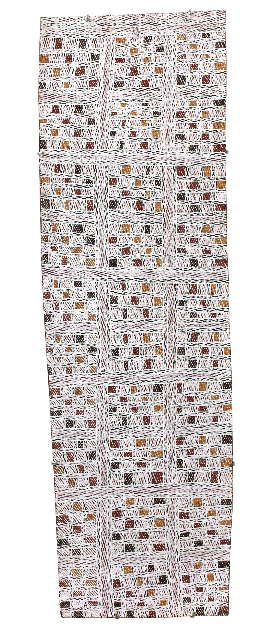 Aboriginal Artwork by Yimula Munuŋgurr, Djapu Design, 116x34cm Bark