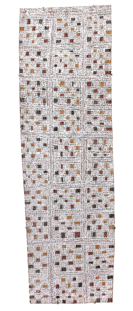 Aboriginal Art by Yimula Munuŋgurr, Djapu Design, 116x34cm Bark - ART ARK®