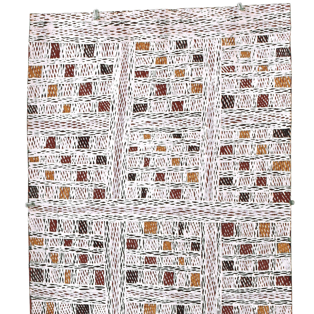 Aboriginal Artwork by Yimula Munuŋgurr, Djapu Design, 116x34cm Bark