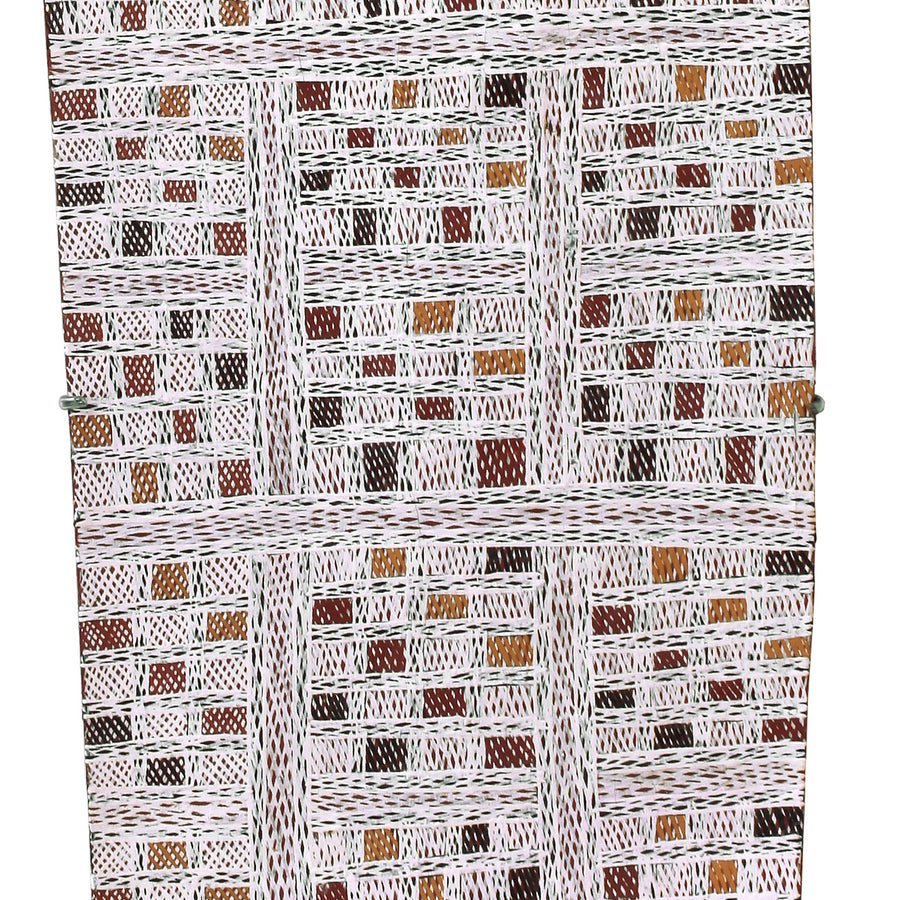 Aboriginal Artwork by Yimula Munuŋgurr, Djapu Design, 116x34cm Bark
