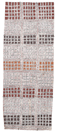 Aboriginal Artwork by Yimula Munuŋgurr, Djapu Design, 98x39cm Bark