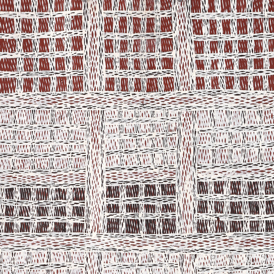 Aboriginal Artwork by Yimula Munuŋgurr, Djapu Design, 98x39cm Bark