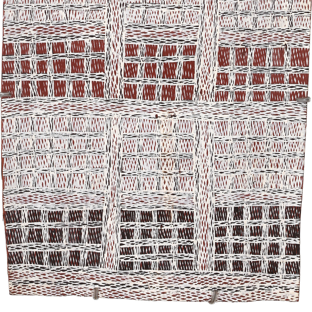 Aboriginal Artwork by Yimula Munuŋgurr, Djapu Design, 98x39cm Bark