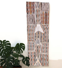 Aboriginal Artwork by Yinimala Gumana, Gupapuyŋu Ŋuykal, 162x57cm Bark