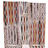 Aboriginal Artwork by Yinimala Gumana, Gupapuyŋu Ŋuykal, 162x57cm Bark