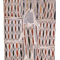 Aboriginal Artwork by Yinimala Gumana, Gupapuyŋu Ŋuykal, 162x57cm Bark