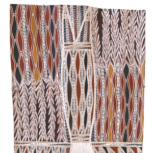 Aboriginal Artwork by Yinimala Gumana, Gupapuyŋu Ŋuykal, 162x57cm Bark - ART ARK®