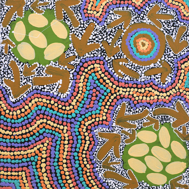 Aboriginal Artwork by Yvonne Nangala Gallagher, Yankirri Jukurrpa (Emu Dreaming) - Ngarlikurlangu, 30x30cm