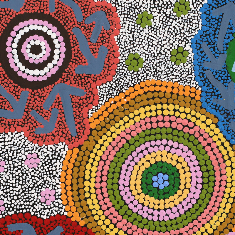 Aboriginal Artwork by Yvonne Nangala Gallagher, Ngapa Jukurrpa (Water Dreaming) - Pirlinyarnu, 40x40cm
