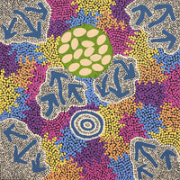 Aboriginal Artwork by Yvonne Nangala Gallagher, Yankirri Jukurrpa (Emu Dreaming) - Ngarlikurlangu, 40x40cm
