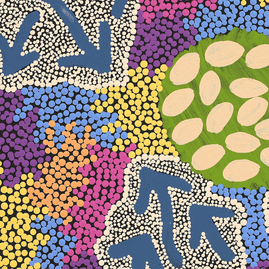 Aboriginal Artwork by Yvonne Nangala Gallagher, Yankirri Jukurrpa (Emu Dreaming) - Ngarlikurlangu, 40x40cm