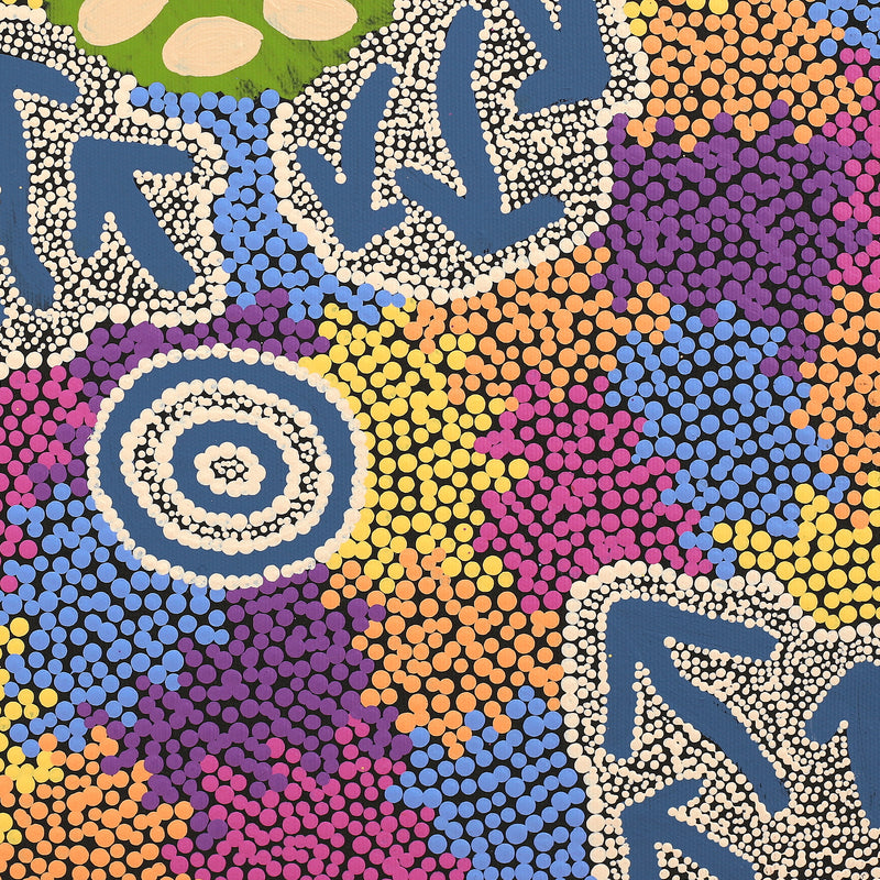 Aboriginal Artwork by Yvonne Nangala Gallagher, Yankirri Jukurrpa (Emu Dreaming) - Ngarlikurlangu, 40x40cm