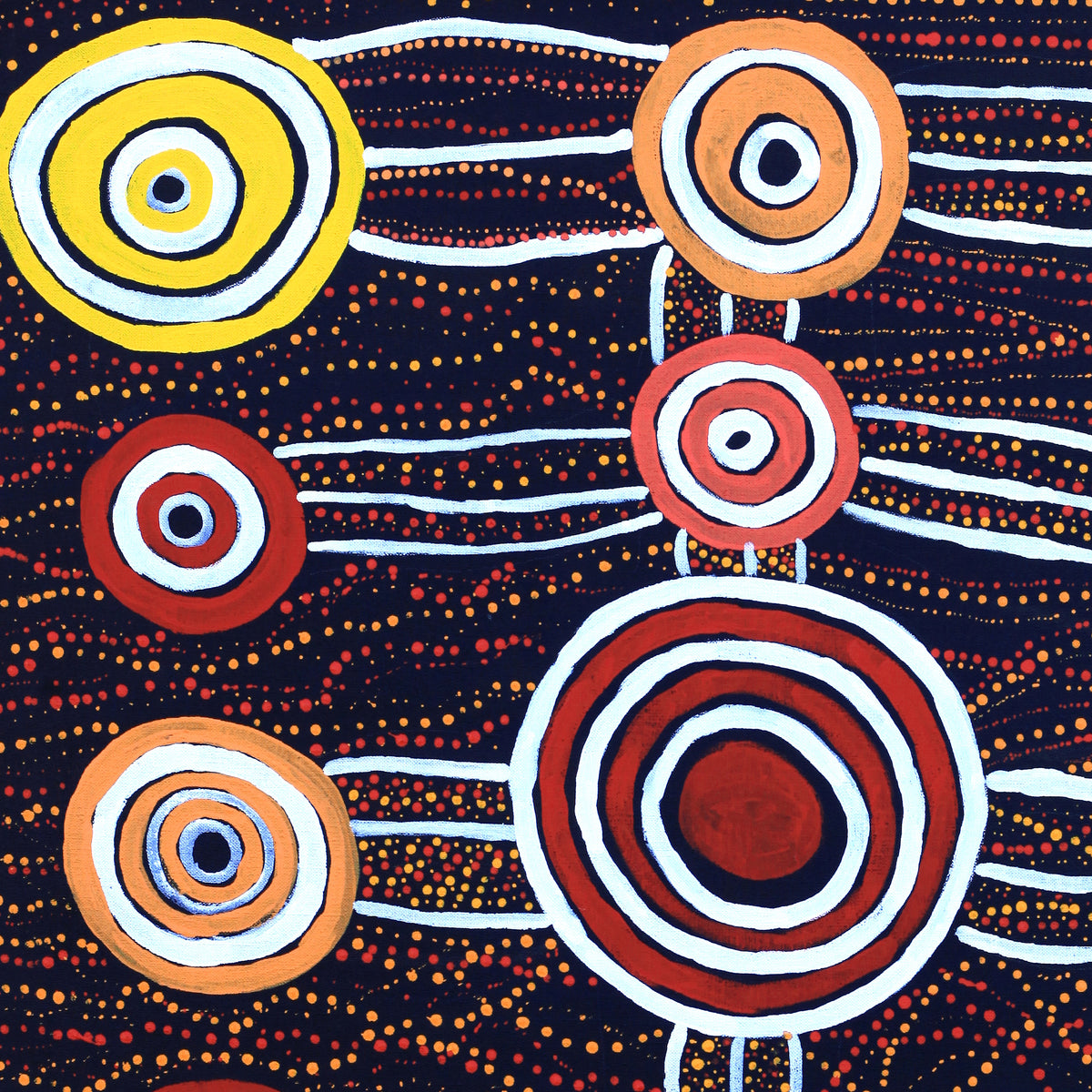 Aboriginal Artwork by Zakius Jack, Wilkinkaarra - Lake Mackay, 102x77cm