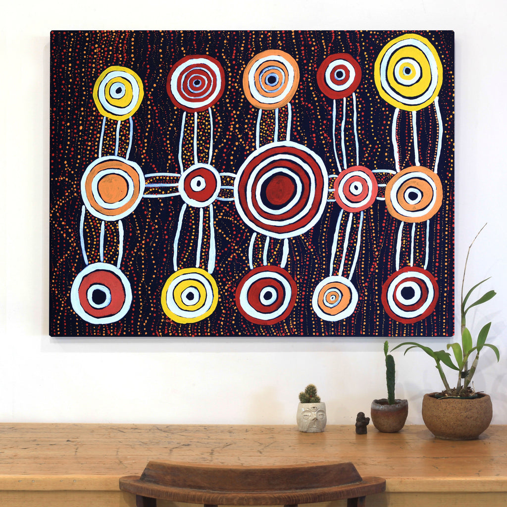 Aboriginal Artwork by Zakius Jack, Wilkinkaarra - Lake Mackay, 102x77cm