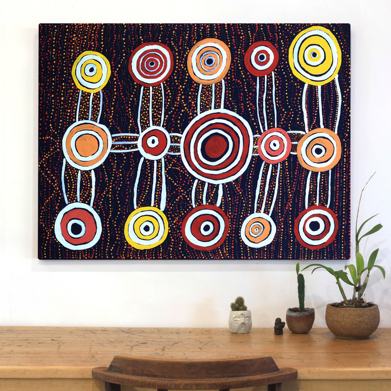 Aboriginal Artwork by Zakius Jack, Wilkinkaarra - Lake Mackay, 102x77cm