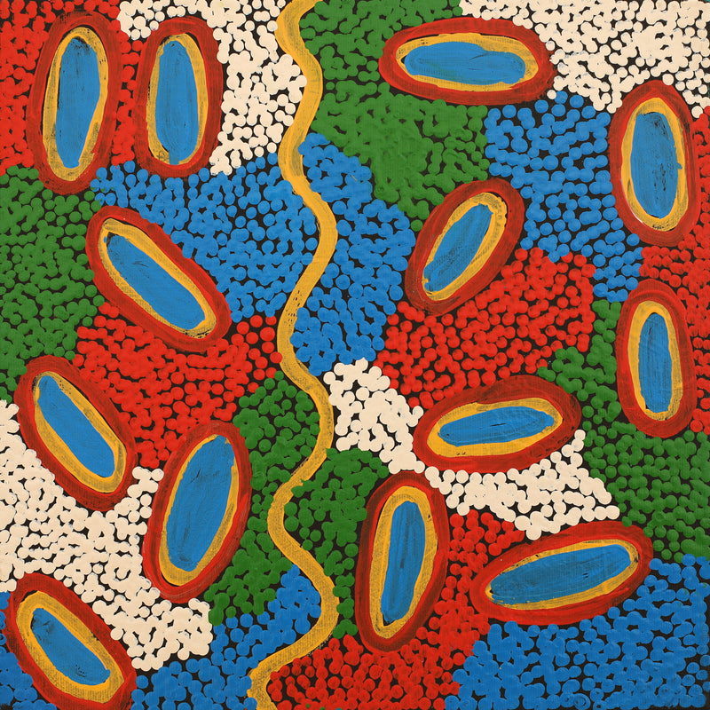 Aboriginal Artwork by Zarissa Napangardi Michaels, Lappi Lappi Jukurrpa (Lappi Lappi Dreaming), 30x30cm