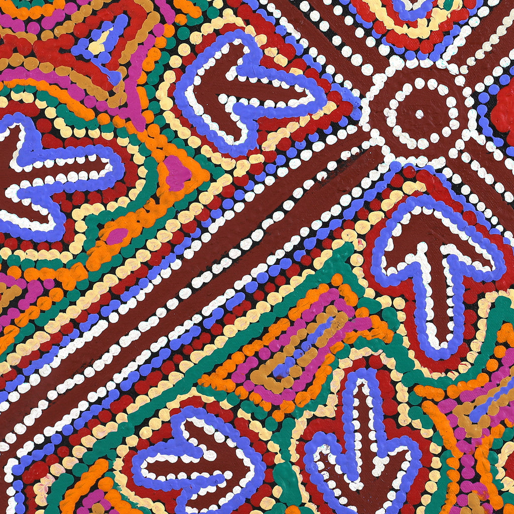 Aboriginal Artwork by Zenaida Nampijinpa Gallagher, Yankirri Jukurrpa (Emu Dreaming) - Ngarlikurlangu, 46x46cm