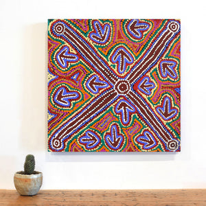 Aboriginal Artwork by Zenaida Nampijinpa Gallagher, Yankirri Jukurrpa (Emu Dreaming) - Ngarlikurlangu, 46x46cm - ART ARK®