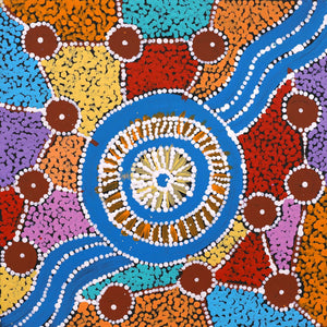 Aboriginal Art by Alfreda Nungarrayi Martin, Ngapa Jukurrpa (Water Dreaming) - Puyurru, 30x30cm - ART ARK®