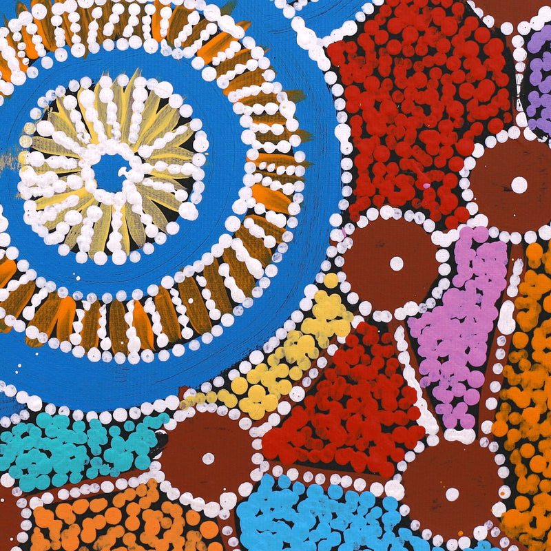 Aboriginal Artwork by Alfreda Nungarrayi Martin, Ngapa Jukurrpa (Water Dreaming) - Puyurru, 30x30cm
