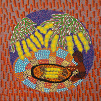 Aboriginal Artwork by Amy Napaljarri Dixon, Bush Tucker, 30x30cm