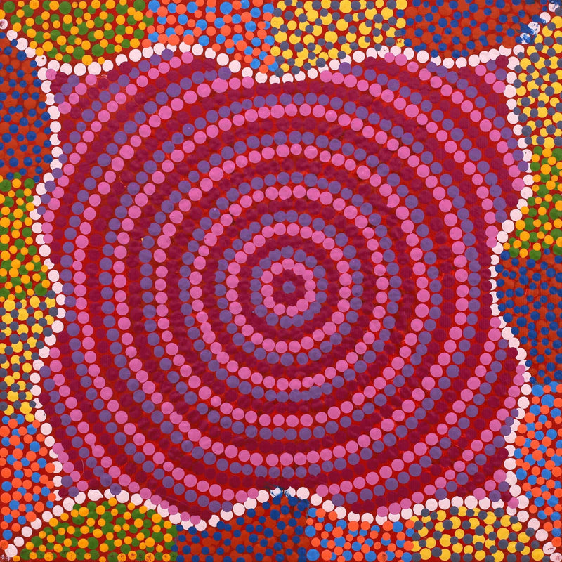 Aboriginal Artwork by Angela Nangala Robertson, Watiya-warnu Jukurrpa (Seed Dreaming), 30x30cm