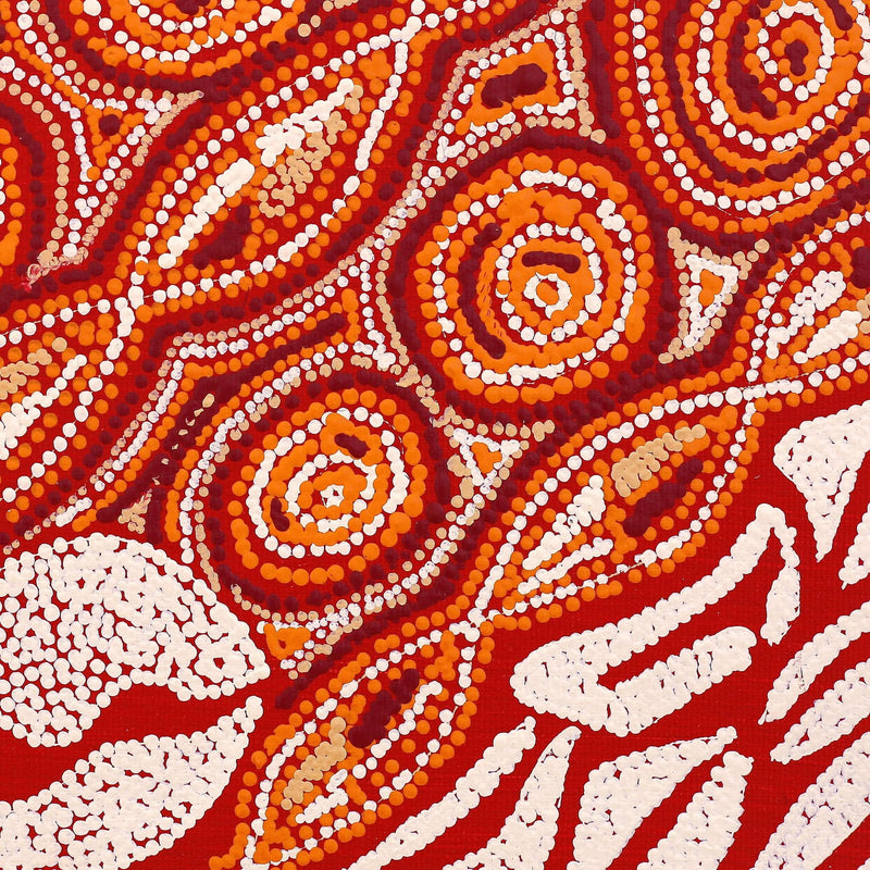 Aboriginal Artwork by Angelina Nampijinpa Tasman, Ngapa Jukurrpa (Water Dreaming) - Pirlinyarnu, 30x30cm