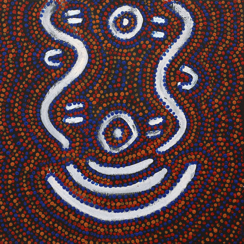 Aboriginal Artwork by Austin Jangala Rice, Ngapa Jukurrpa (Water Dreaming) - Puyurru, 30x30cm