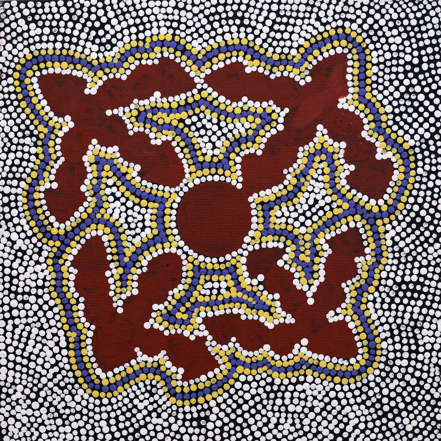 Aboriginal Artwork by Azaria Nampijinpa Robertson, Mina Mina Dreaming, 30x30cm